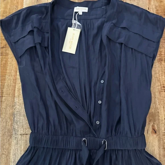 Ramy Brook ALETHA Midnight navy Blue silky short sleeve Jumpsuit NWT MEDIUM - Picture 6 of 10